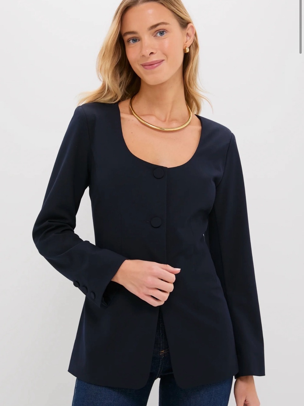 Tuckernuck Pomander Place Navy Long Sleeve Shane Top NWT Large L